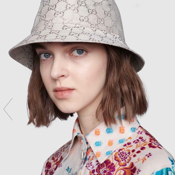 Gucci Beige Monogram Bucket Hat